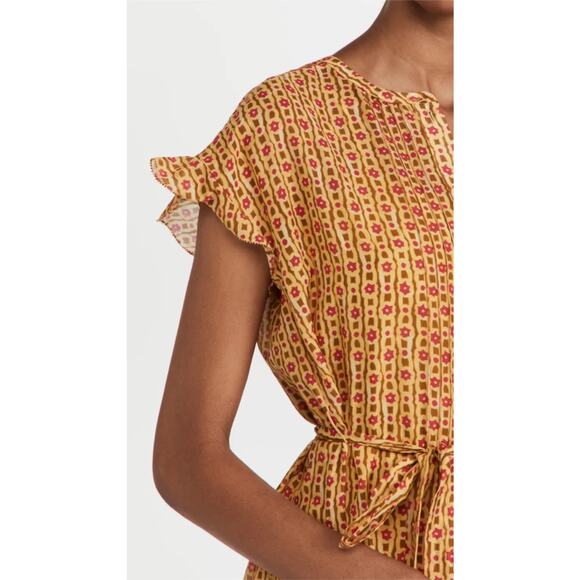 Saloni Dress Womens 10 Silk Cottagecore Fairy Prairie Sheer Ditsy Floral Mini - Picture 3 of 11